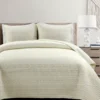 Hygge Ivory & Beige Geometric Reversible Full/Queen 3-Piece Quilt Set