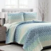 Blue & Navy Medallion Ombre Full/Queen 3-Piece Quilt Set