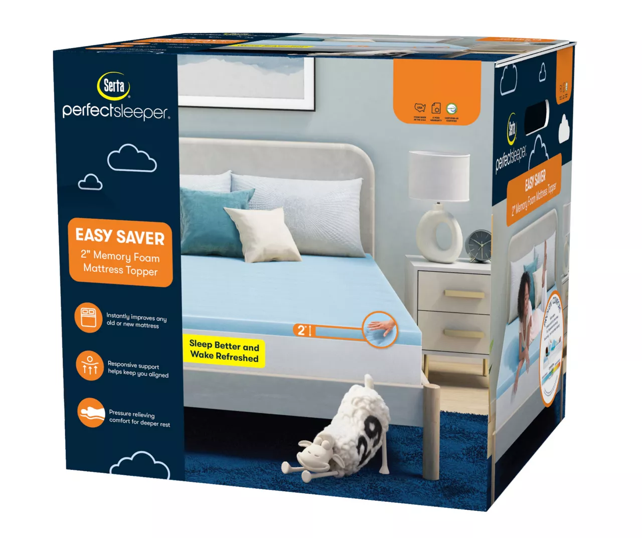 Serta Perfect Sleeper Easy Saver Blue 2" Memory Foam Topper - Image 3