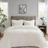 Polar Ivory Patchwork Stripe Faux Fur Twin 2-Piece Comforter Set
