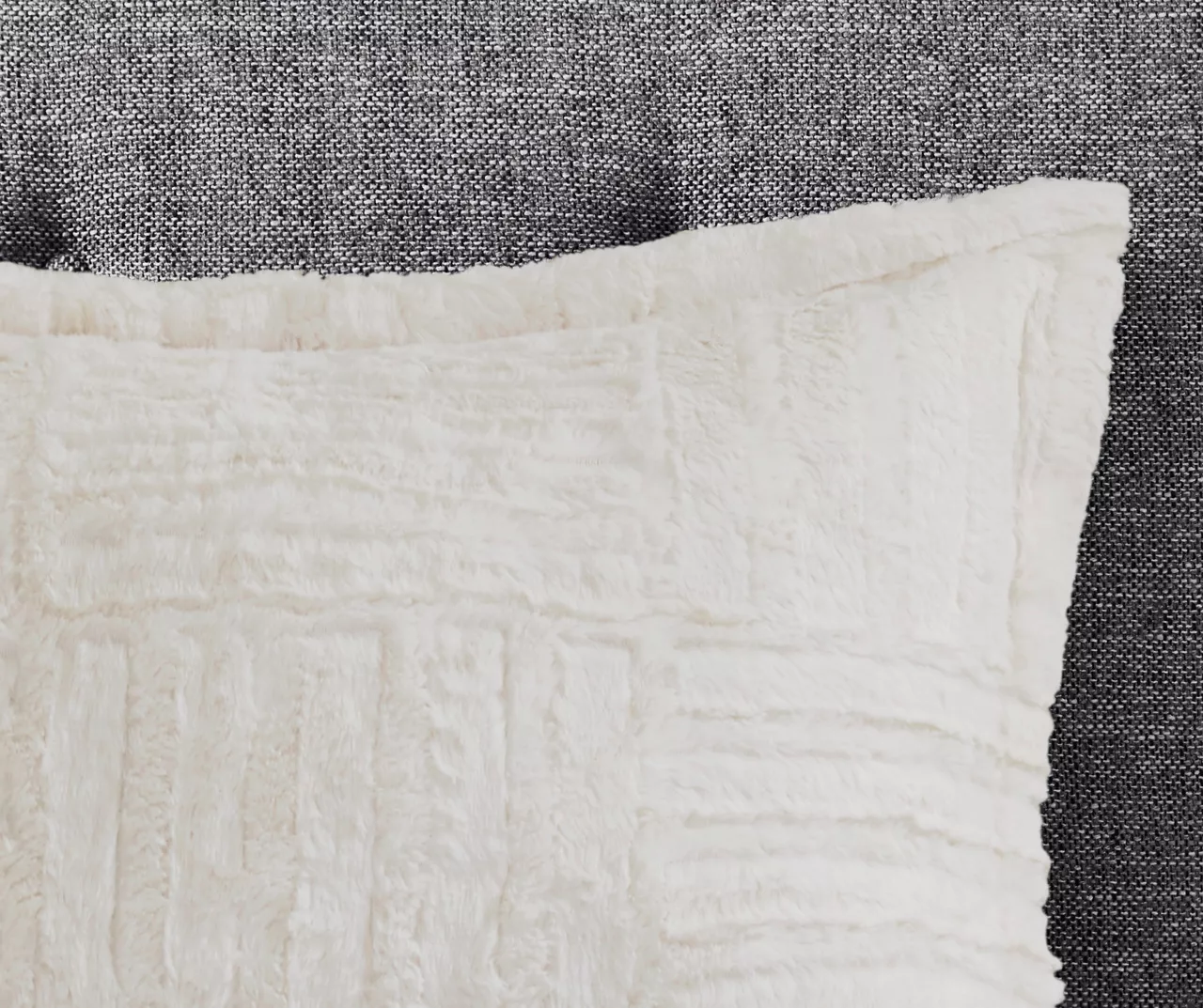 Polar Ivory Patchwork Stripe Faux Fur King/California King 3-Piece Comforter Set - Image 4