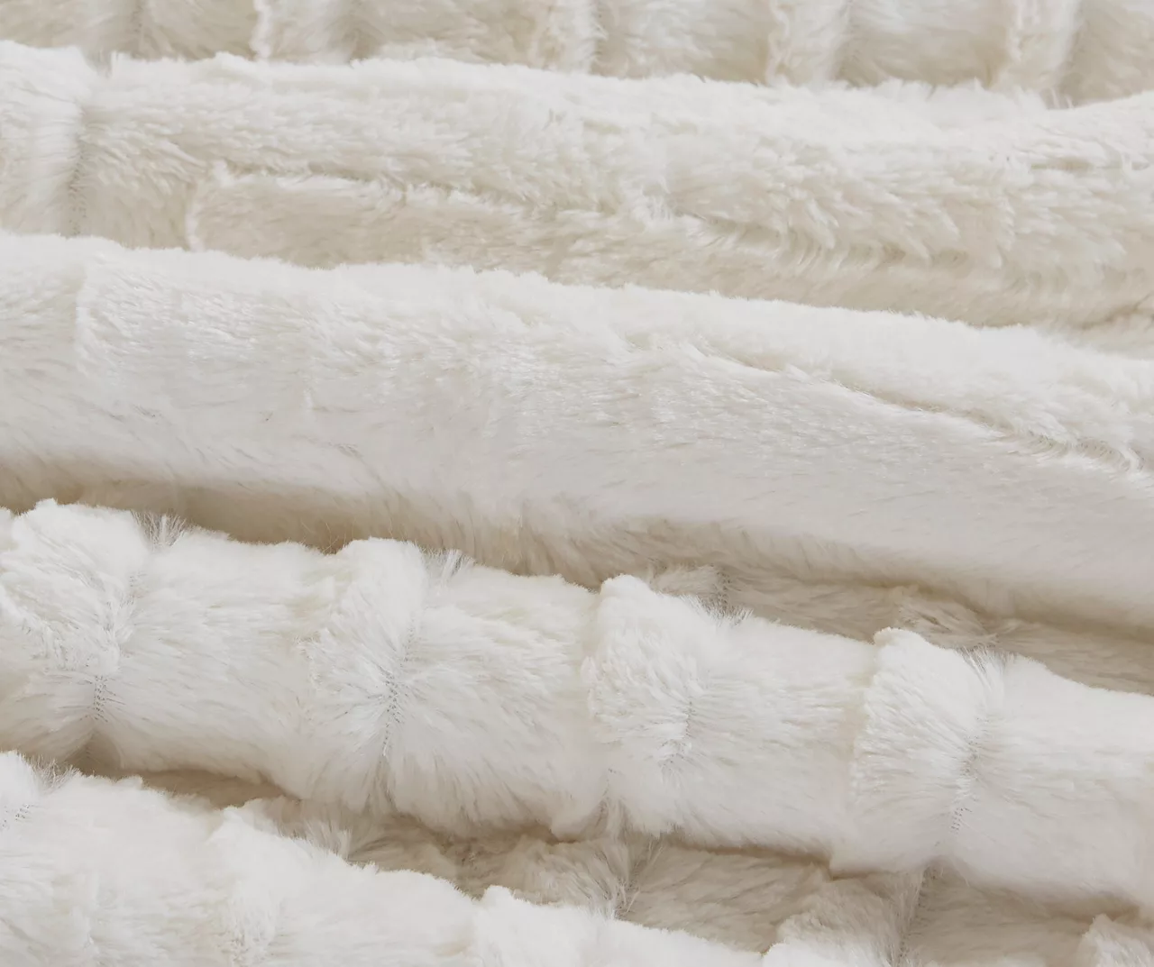 Polar Ivory Patchwork Stripe Faux Fur King/California King 3-Piece Comforter Set - Image 5