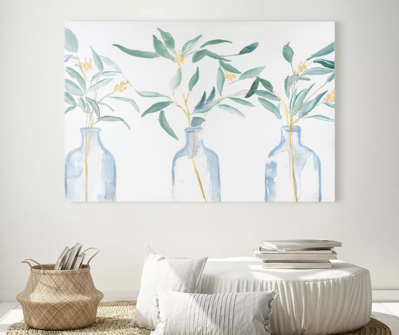 Bottles & Eucalyptus Textured Wrapped Canvas - Image 3