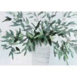 Green & White Eucalyptus Embellished Wrapped Canvas