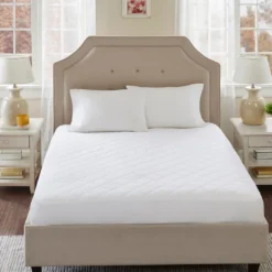 White Cotton Quilted Skirted Mattress Pad