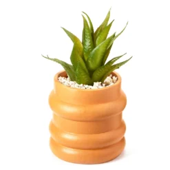 Wild Sedona Artificial Succulent In Orange Ribbed Cement Pot