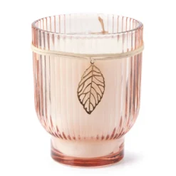 Wild Sedona Vanilla Cashmere Pink Rib Pedestal Candle, 15 Oz.