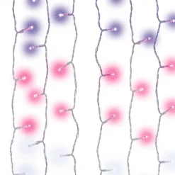 Cool White, Pink & Purple Ombre LED 7-Strand Ceiling Curtain Lights