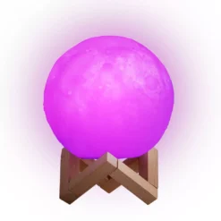 RGB LED Moon Lamp With Wood Stand