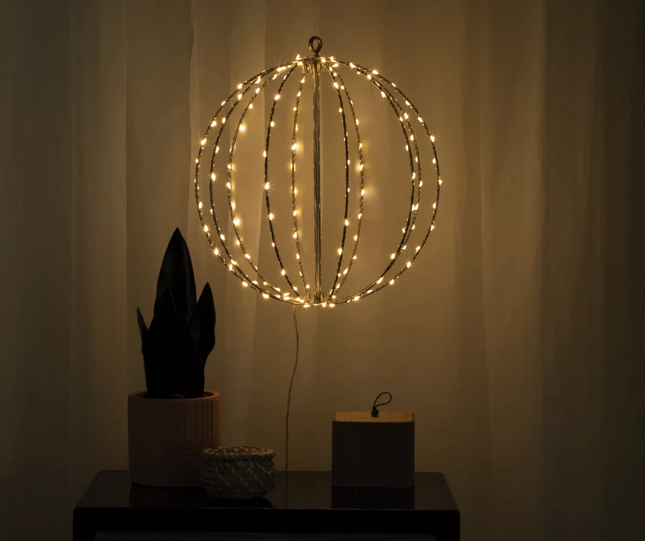 12" Warm White LED Hanging Sphere Light - Image 2