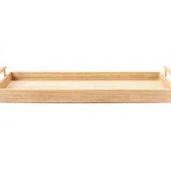 Light Brown Wood Tray With Metal Handles