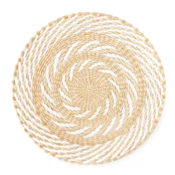 Tan & White Spiral Woven Grass Wall Decor
