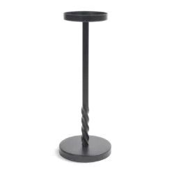 Black Twisted Metal Pillar Candle Holder, (12")
