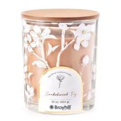 Sandalwood Fig 2-Wick Floral Glass Candle, 16 Oz.