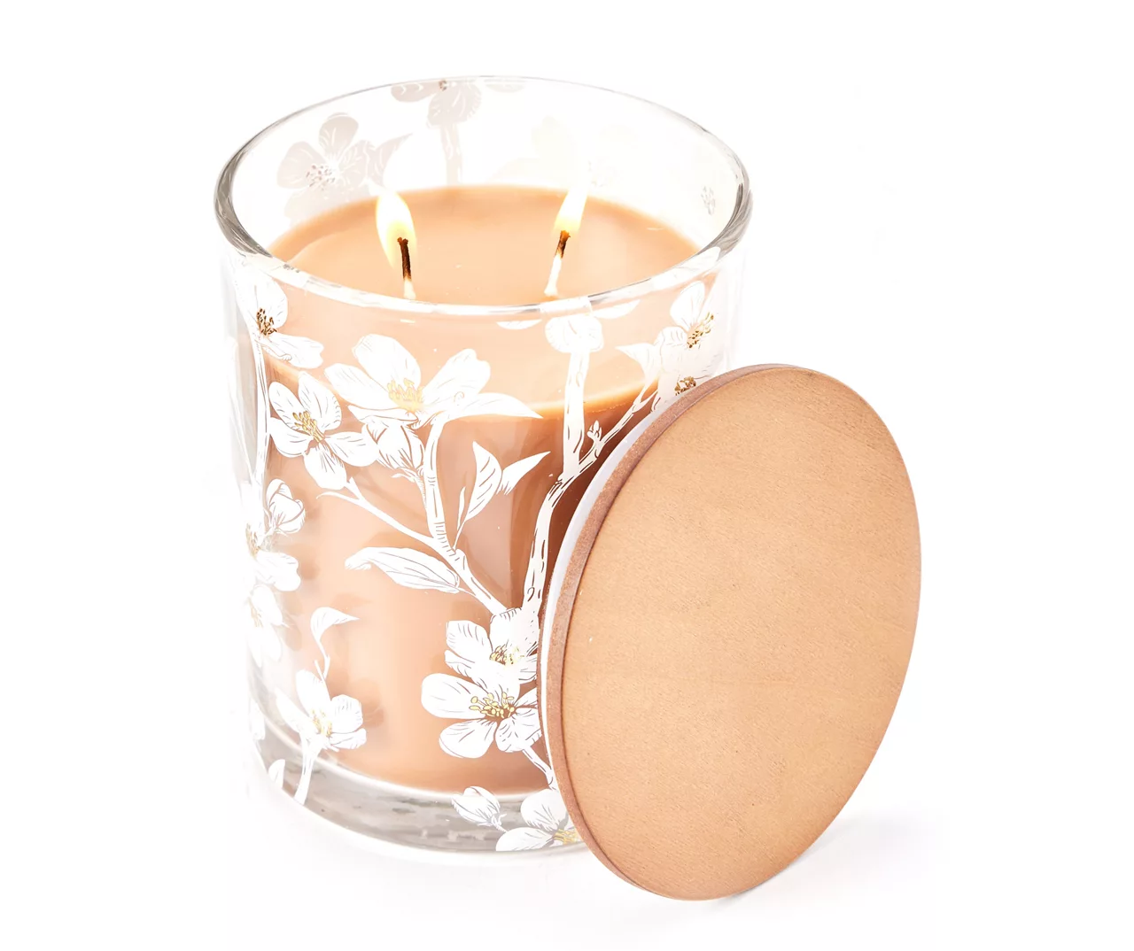 Sandalwood Fig 2-Wick Floral Glass Candle, 16 Oz. - Image 2