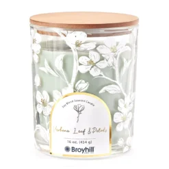 Verbena Leaf & Petals 2-Wick Floral Glass Candle, 16 Oz.