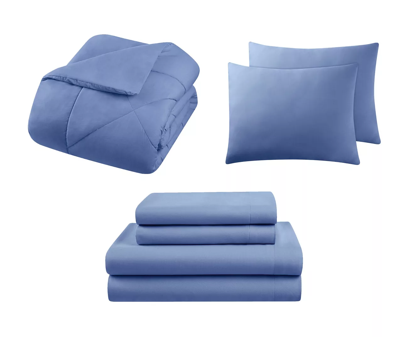 Country Blue Diamond-Quilted Full 7-Piece Comforter Set - Image 2