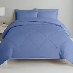Country Blue Diamond-Quilted King 7-Piece Comforter Set