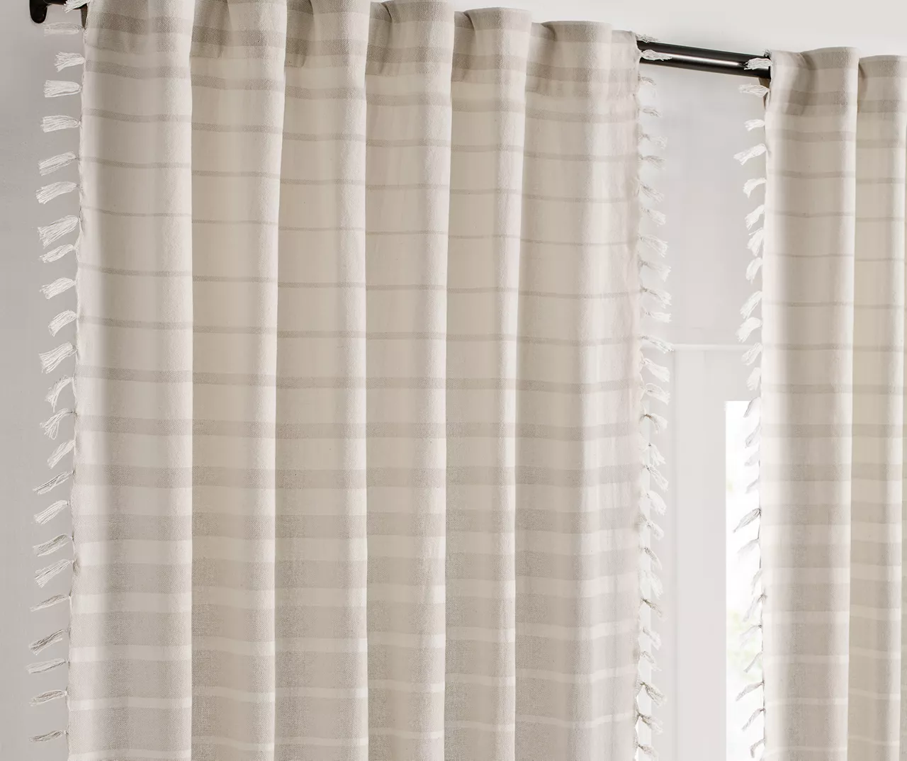 Amari Beige & Oatmeal Stripe Light-Filtering Rod Pocket Curtain Panel, (63") - Image 3