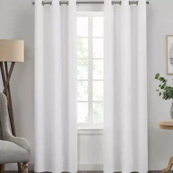 Kendall White Blackout Grommet Curtain Panel, (63")