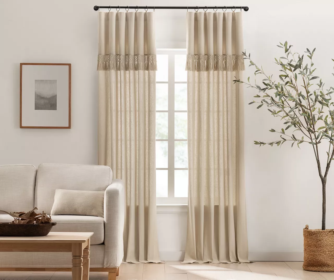 Mercantile Lucinda Light-Filtering Ring-Top Valance