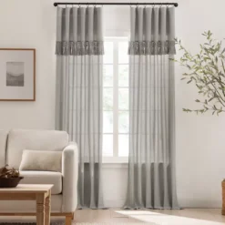 Lucinda Gray Light-Filtering Ring-Top Valance, (63")