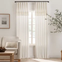 Lucinda Ivory Light-Filtering Ring-Top Valance, (95")