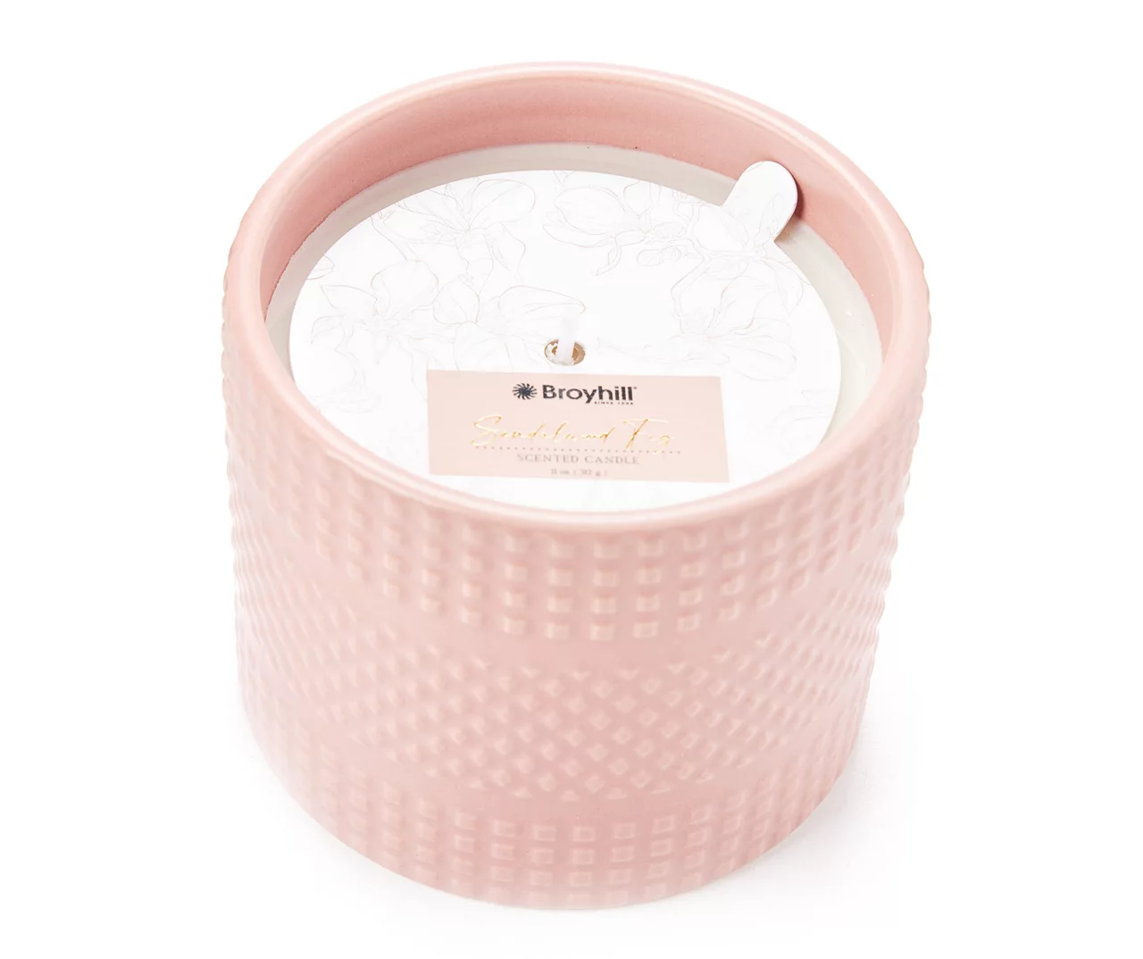 Homeward Sandalwood Fig Embossed Ceramic Candle, 11 Oz.