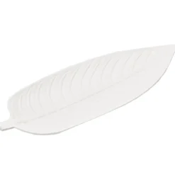 17.7" White Leaf Shape Decorative Tray