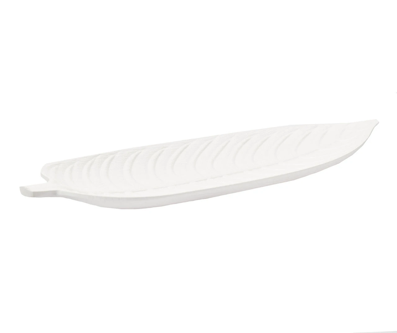 17.7" White Leaf Shape Decorative Tray - Image 2