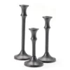 Black 3-Piece Cast Metal Taper Candle Holder Set