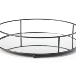 Black Mirrored Round Tray