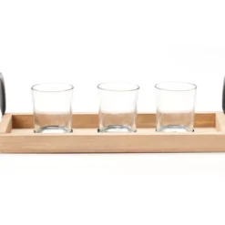 Tray Wood & Metal 3-Tier Votive Candle Holder