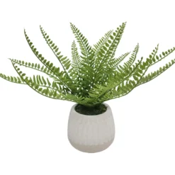 Artificial Fern In Speckle Glaze Pot