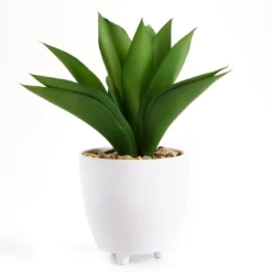 Artificial Agave Plant In White Footed Ceramic Pot