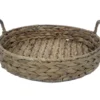 Brown Woven Round Water Hyacinth Decorative Tray, (12")