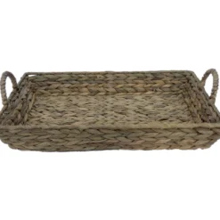 Brown Water Hyacinth Woven Decorative Tray, (16")