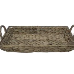 Brown Water Hyacinth Woven Decorative Tray, (14")