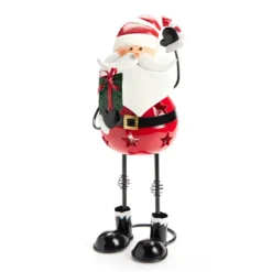 Santa's Workshop Cartoon Santa Metal Tealight LED Candle Holder