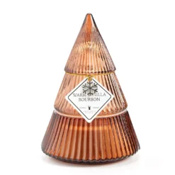 Festive Gathering Warm Vanilla Bourbon Glass Tree Candle, 8 Oz.