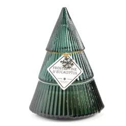 Festive Gathering Frosted Pine & Eucalyptus Glass Tree Candle, 8 Oz.