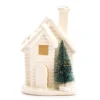 Frosted Forest White House & Bottle Brush Tree Ceramic LED Tealight Candle