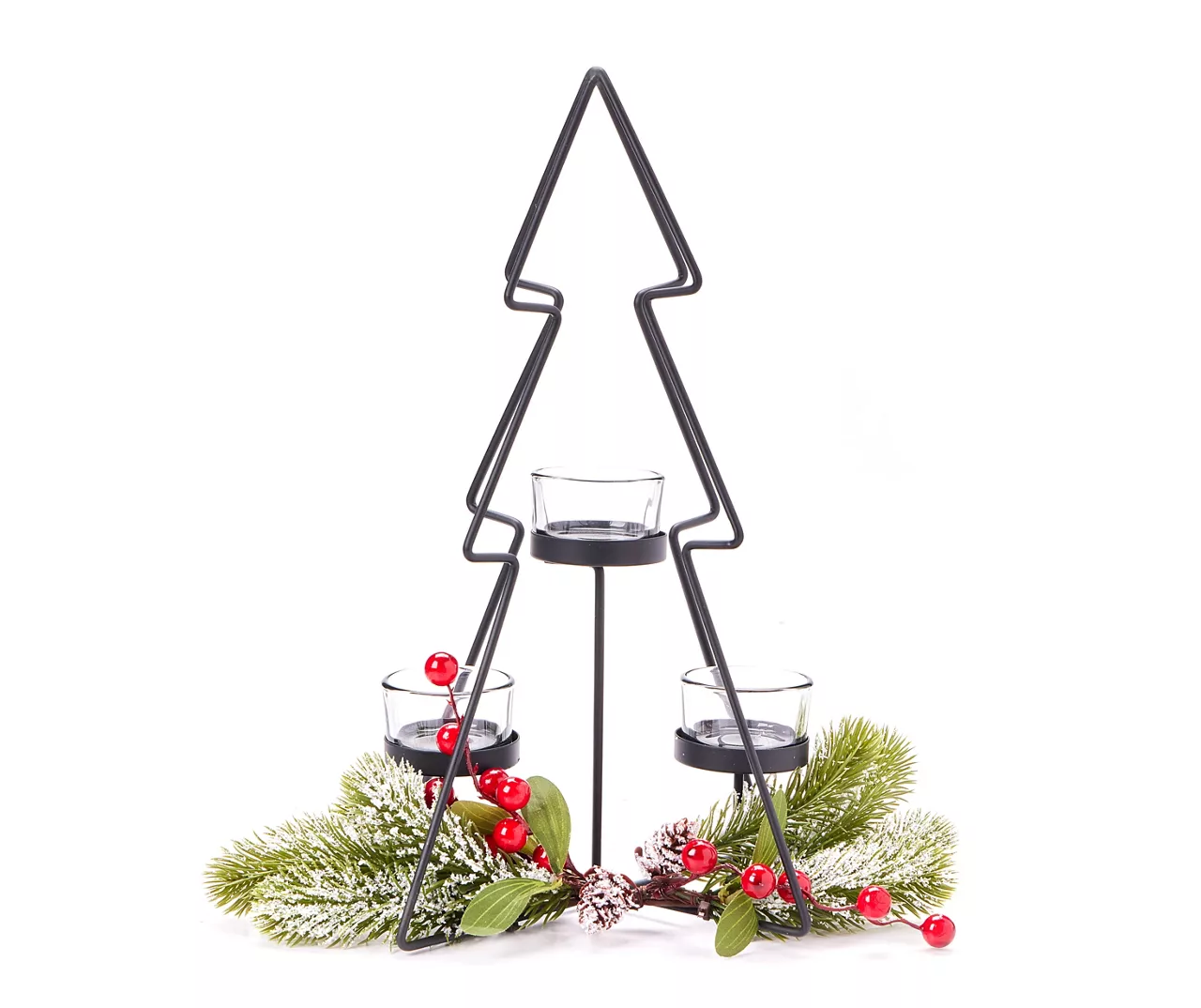 Santa's Workshop Black Metal Tree 3-Tier LED Candle Holder