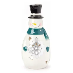 Frosted Forest Snowman & Snowflake Ceramic Tealight Candle Holder