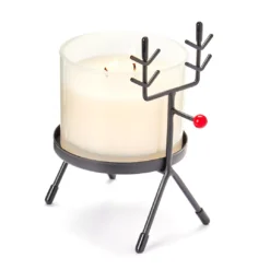 Santa's Cookies Glass Candle & Reindeer Metal Holder Gift Set, 10 Oz.