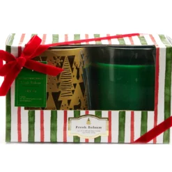 Fresh Balsam Glass Candle & Metal Sleeve Gift Set, 10 Oz.