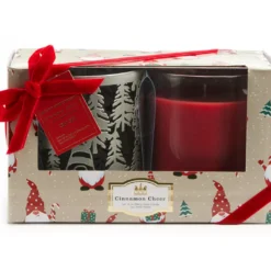 Cinnamon Cheer Glass Candle & Gnome Metal Sleeve Gift Set, 10 Oz.