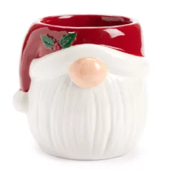 Santa Gnome Ceramic Candle Holder