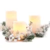Snowy Pine & Berry 3-Piece LED Pillar Candle Set