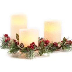 Pine & Berry 3-Piece LED Pillar Candle Set